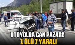 Antalya -Isparta karayolunda 2 otomobil kafa kafaya çarpıştı: 1 ölü 7 yaralı