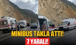 Kaygan yolda minibüs takla attı: 7 yaralı!