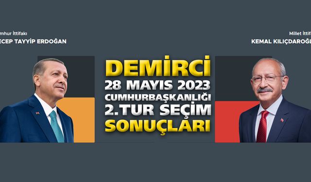 Demirci 2. Tur Cumhurbaşkanlığı Seçim Sonuçları 28 Mayıs 2023