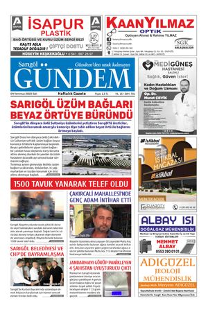 31.06.2023 Sarıgöl Gündem Gazetesi Manşeti